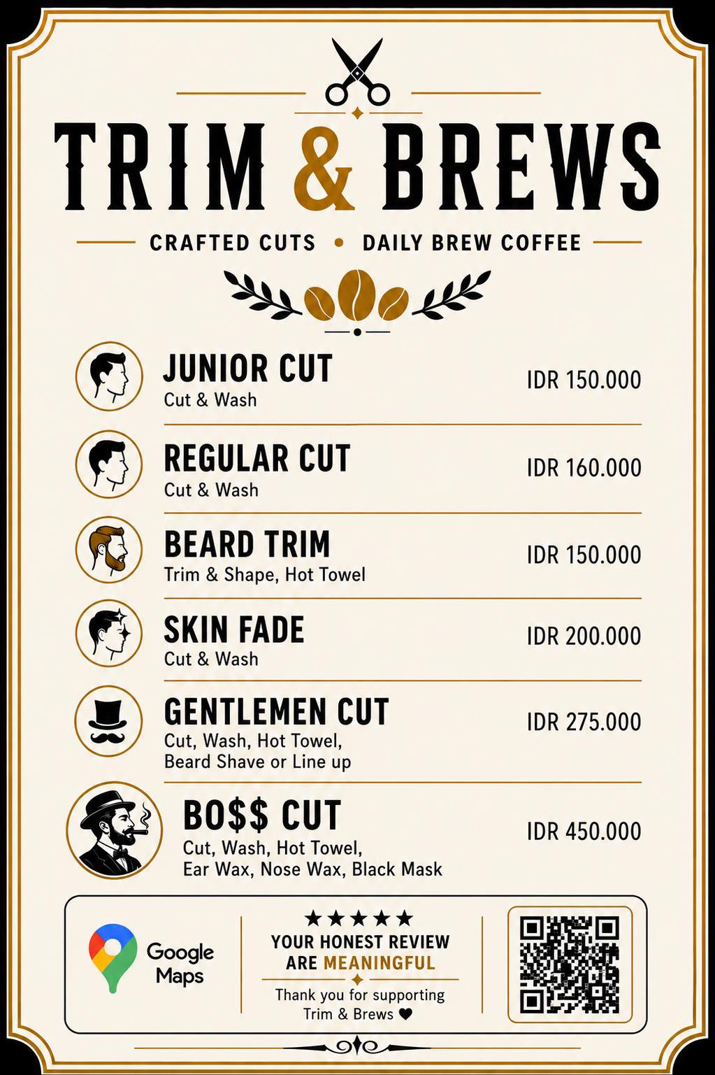 Daftar Menu Kopi Trim & Brew
